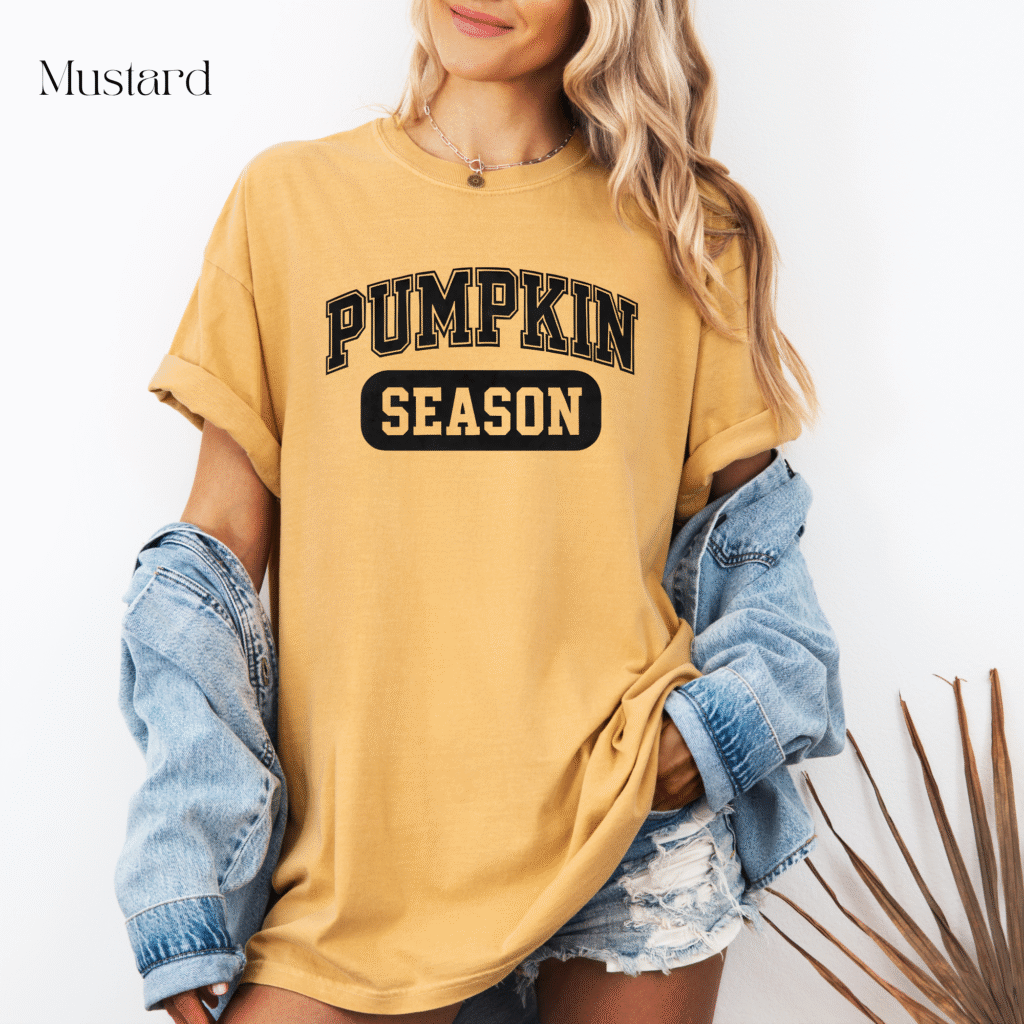 Pumpkin Season shirt, simple fall graphic tee, casual autumn outfit for cozy fall days.